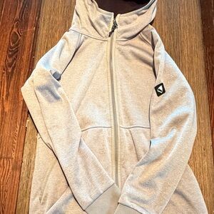 Light Gray Zip-Up Hoodie with Hood
